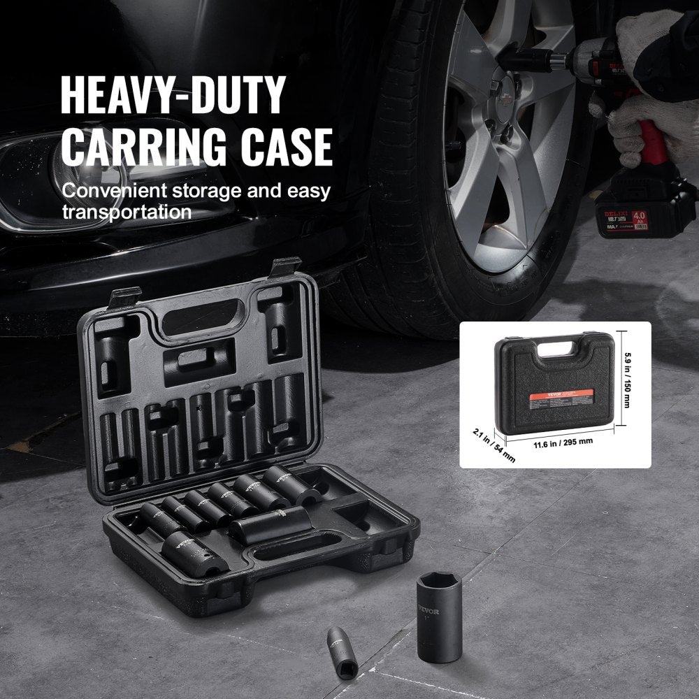 SX38SD11000 - Durable 11pc VEVOR Impact Socket Set for Automotive Repairs