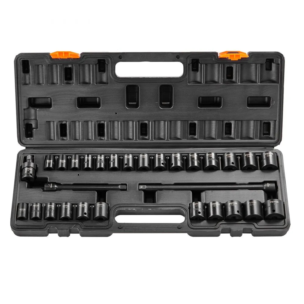 SX38DST2900 - 29pc 3/8in VEVOR Impact Socket Set with Durable Case