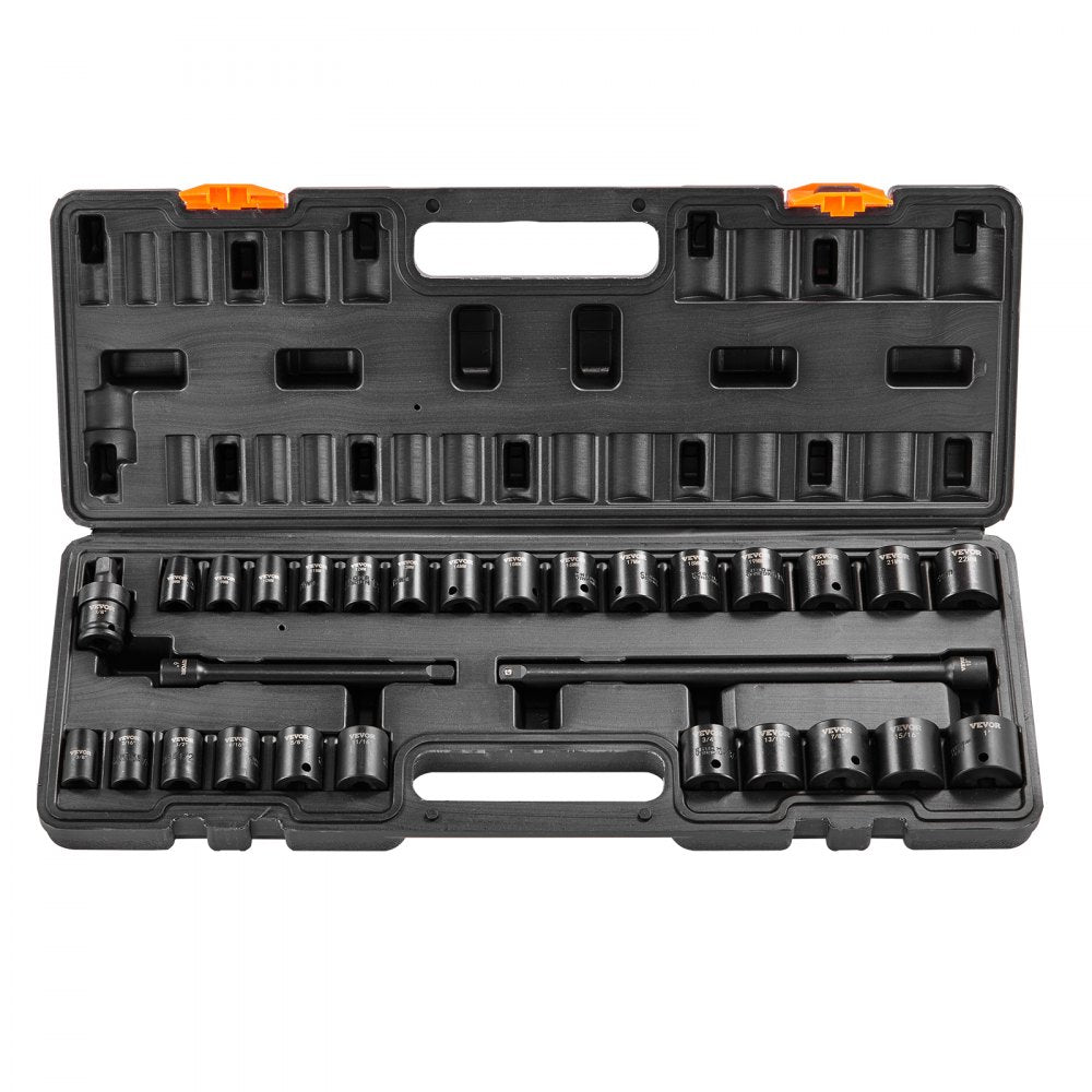 SX38DST2900 - 29pc 3/8in VEVOR Impact Socket Set with Durable Case