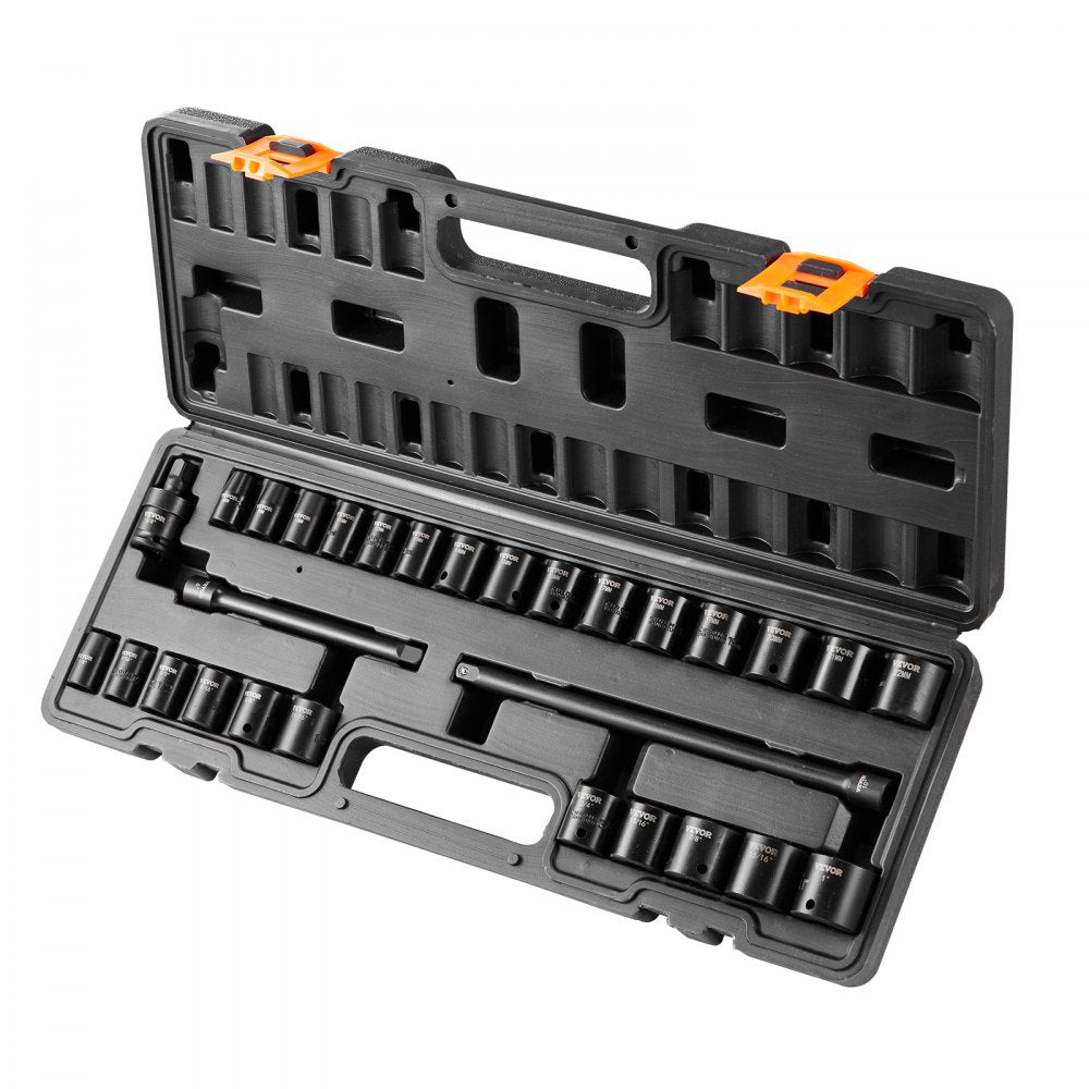 SX38DST2900 - 29pc 3/8in VEVOR Impact Socket Set with Durable Case