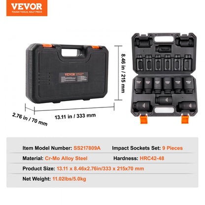 SS217809A - Heavy-Duty 29mm-38mm VEVOR Impact Socket Set