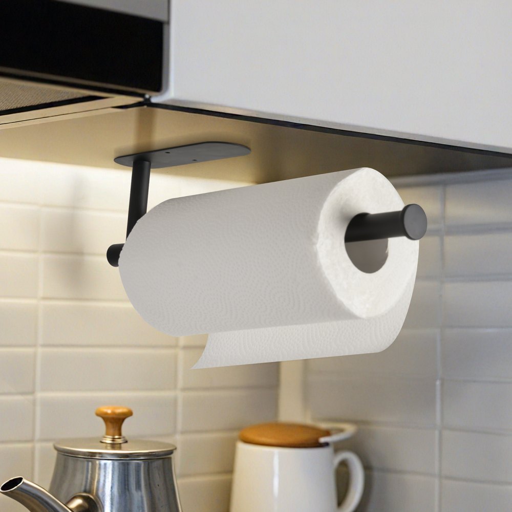 813056 - Stainless Steel Under Cabinet Paper Towel Holder for Easy Cleanup