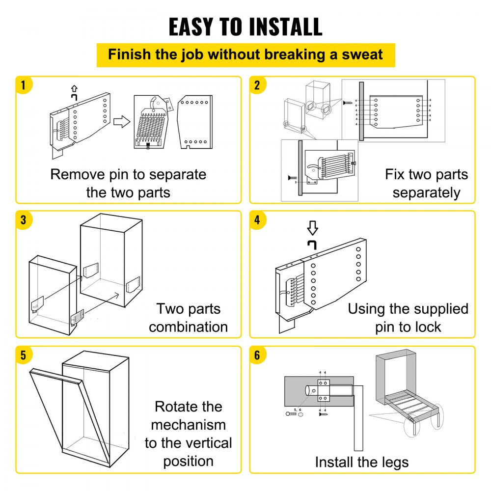 VV-CJ-ZFCJ - Heavy-Duty Wall Bed Mechanism for King/Queen Beds