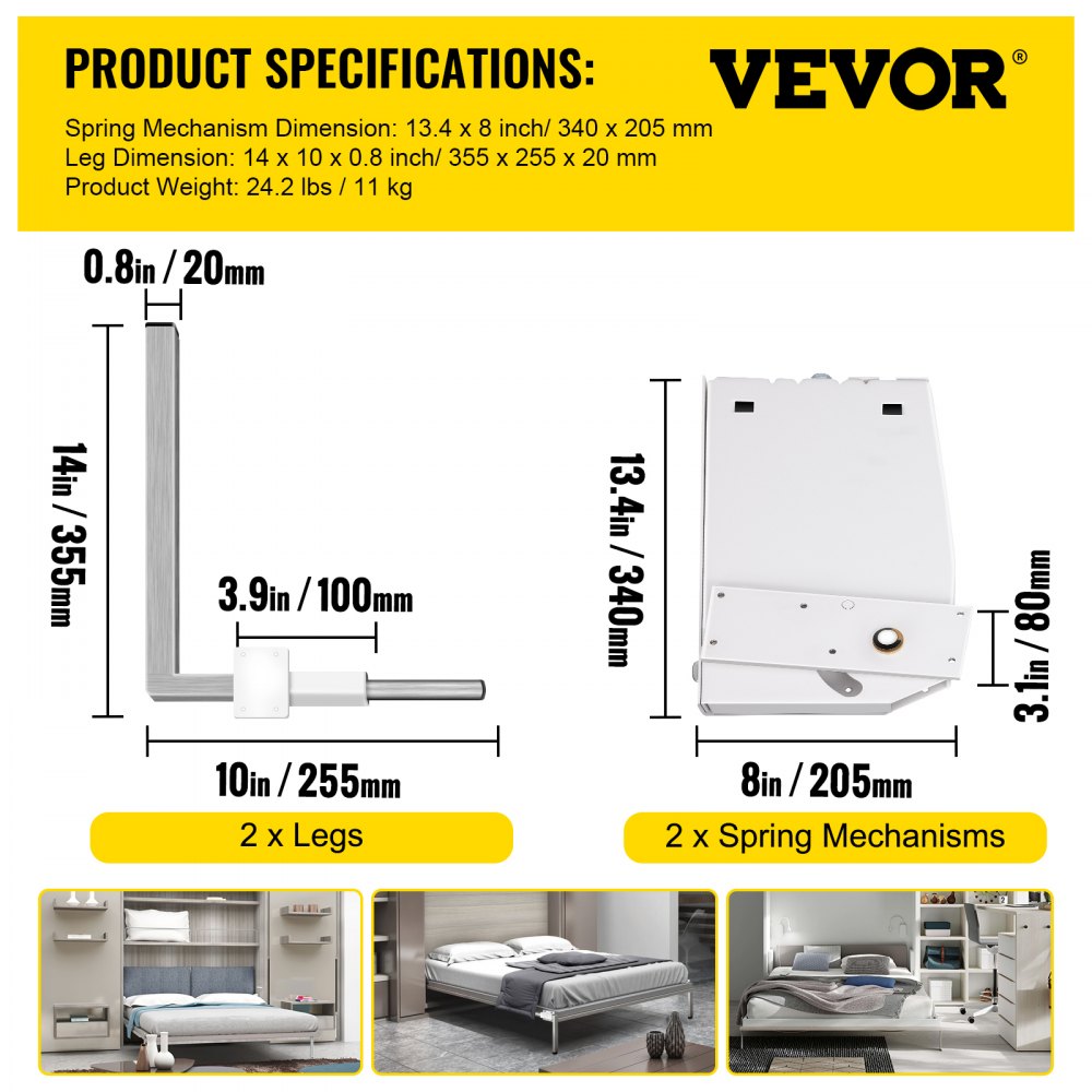VV-CJ-ZFCJ - Heavy-Duty Wall Bed Mechanism for King/Queen Beds
