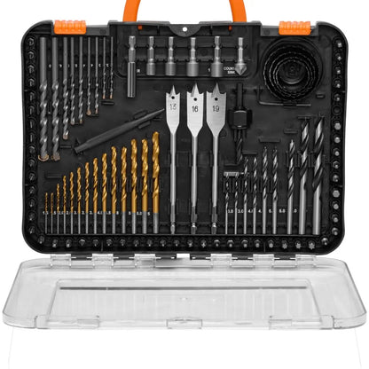 100PCS DRILL & BIT SET - 100-Piece Drill & Driver Kit for Metal, Wood, and More