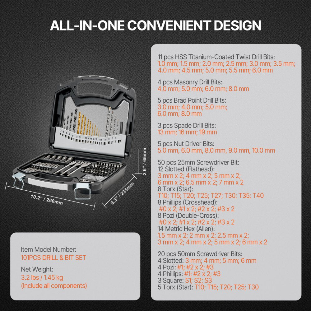 101PCS DRILL & BIT SET - Versatile 101-Piece Steel Drill & Driver Kit