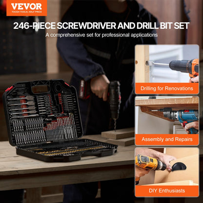 246PCS DRILL & BIT SET - 246-Piece Tool Set with Durable, High-Strength Bits