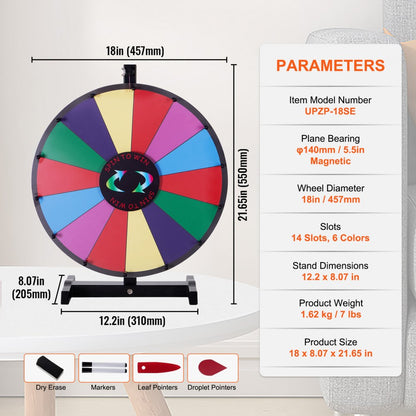 UPZP-18SE - 18" Customizable Spinning Prize Wheel for Events