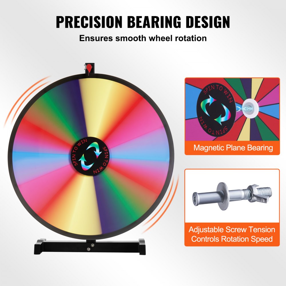 UPZP-24SE - 24" Colorful Spinning Prize Wheel with Customizable Slots