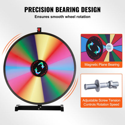 UPZP-24SE - 24" Colorful Spinning Prize Wheel with Customizable Slots
