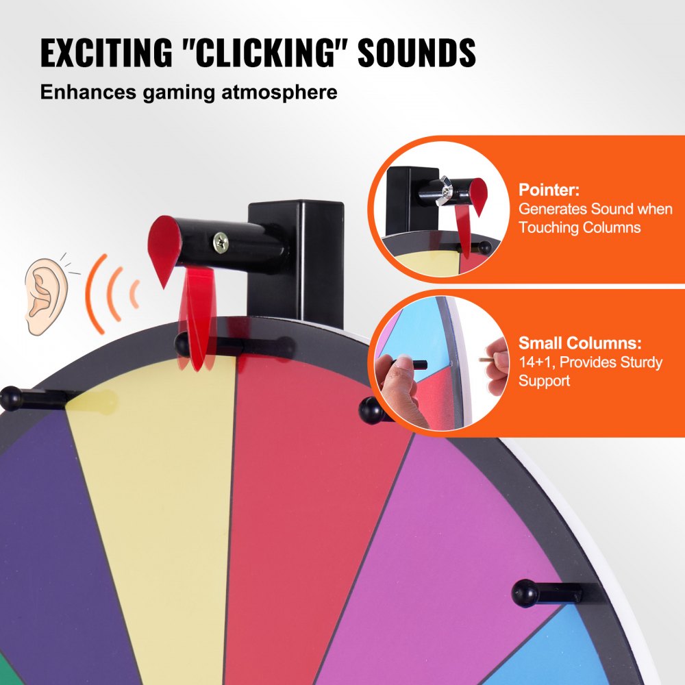 UPZP-24SE - 24" Colorful Spinning Prize Wheel with Customizable Slots