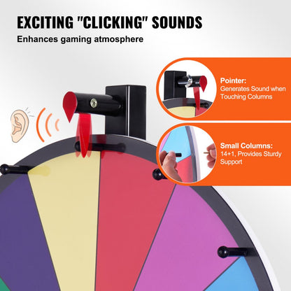 UPZP-24SE - 24" Colorful Spinning Prize Wheel with Customizable Slots