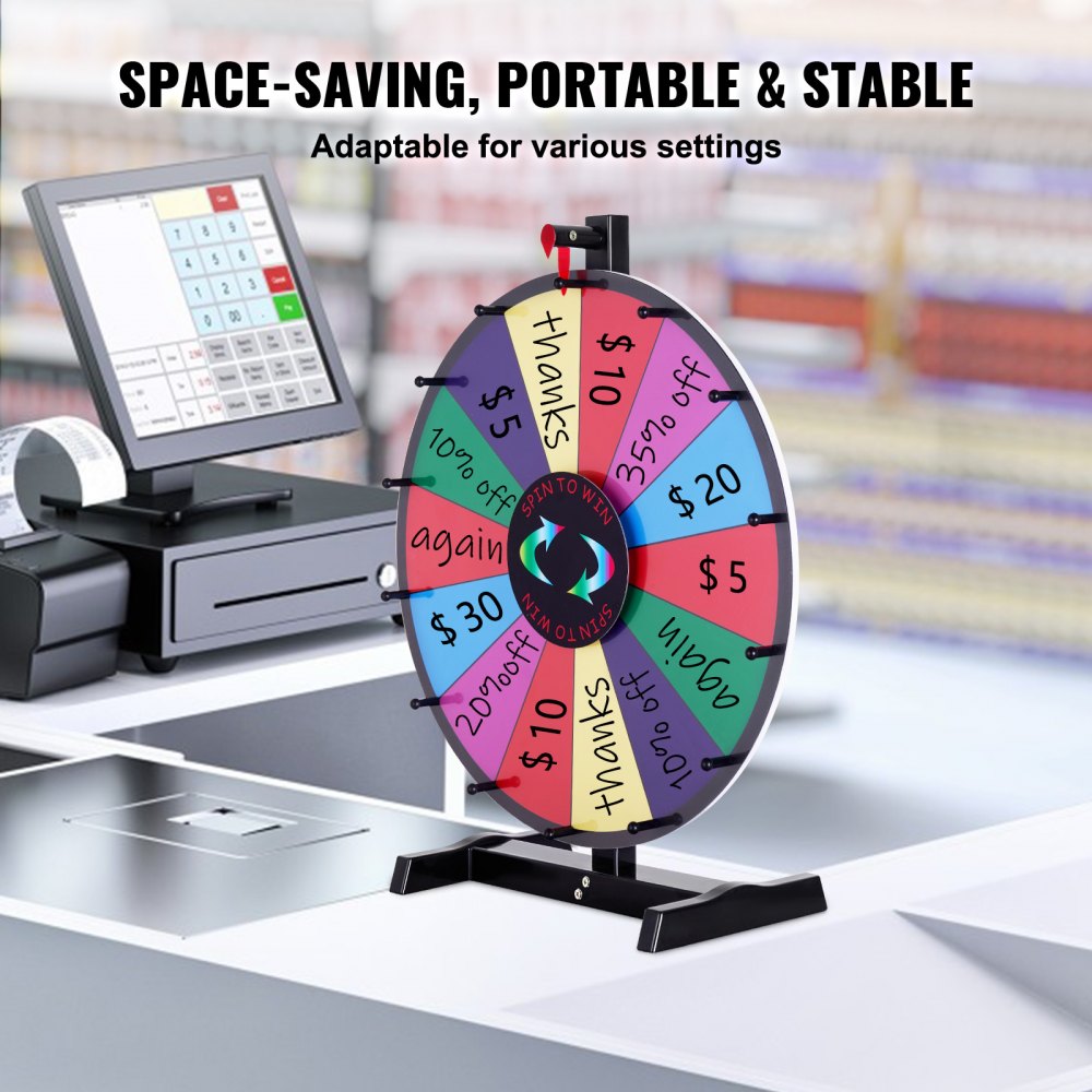 UPZP-24SE - 24" Colorful Spinning Prize Wheel with Customizable Slots