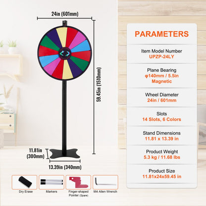 UPZP-24LY - 24" Customizable Spinning Prize Wheel for Events