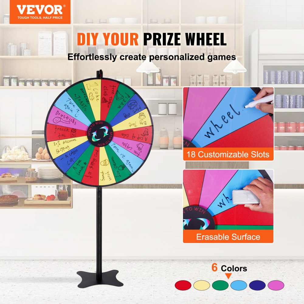 UPZP-36LY - 36" Customizable Spinning Prize Wheel for Events