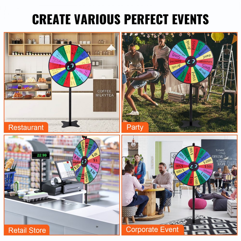 UPZP-36LY - 36" Customizable Spinning Prize Wheel for Events