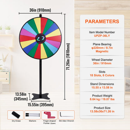 UPZP-36LY - 36" Customizable Spinning Prize Wheel for Events