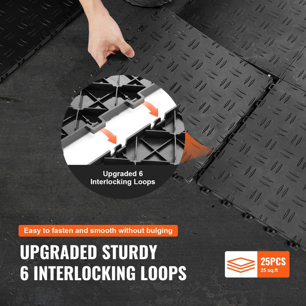 JQ-3025BK - Durable 12x12 Interlocking Garage Tiles for Easy Installation