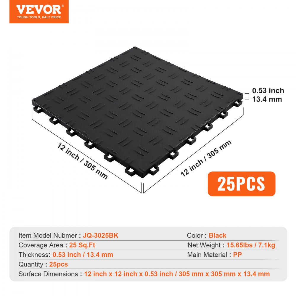 JQ-3025BK - Durable 12x12 Interlocking Garage Tiles for Easy Installation