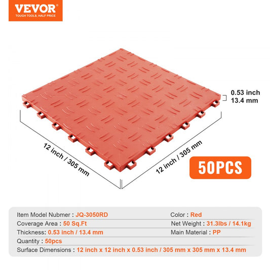 JQ-3050RD - Non-Slip Interlocking Garage Tiles for Easy Installation