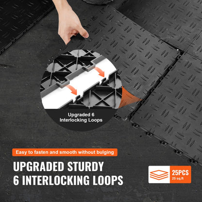 JQ-3050BK - Non-Slip Interlocking Garage Tiles for Easy DIY Installation