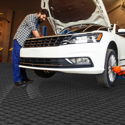 JQ-3050BK - Non-Slip Interlocking Garage Tiles for Easy DIY Installation