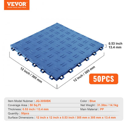 JQ-3050BU - Durable 12" Interlocking Garage Tiles for Ultimate Floor Protection