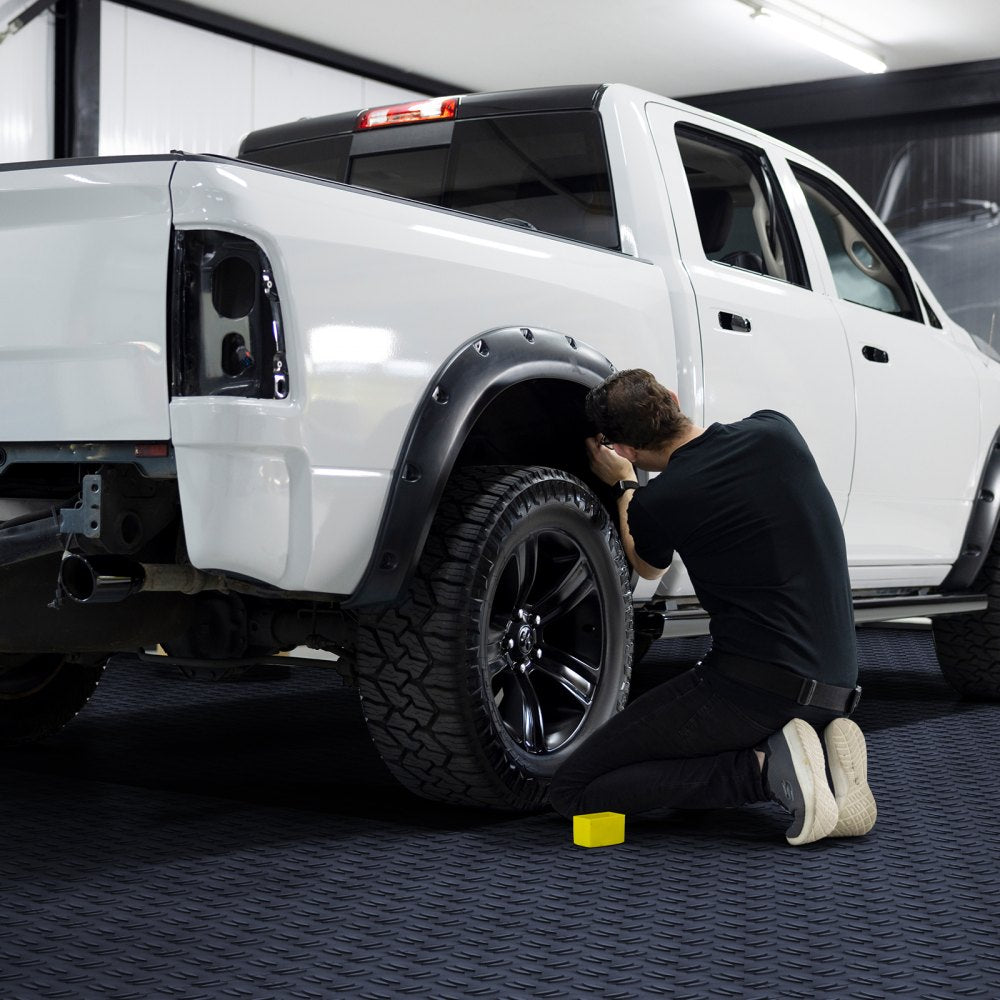 JQ-3025SMH - Durable 12" Interlocking Garage Tiles with 3D Diamond Pattern