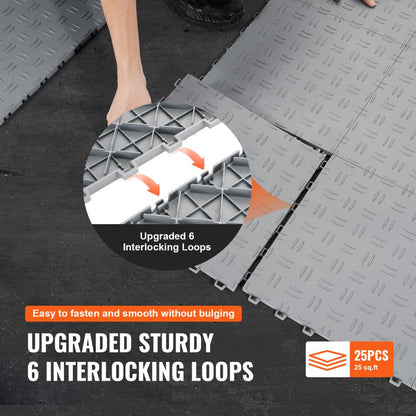 JQ-3025SL - Durable 12"x12" Interlocking Garage Tiles for Easy Installation