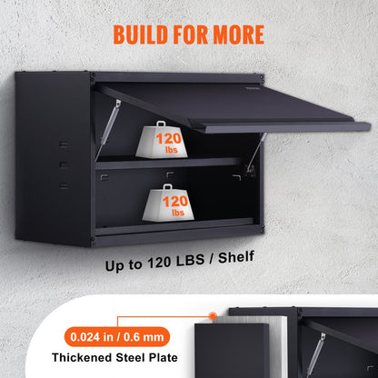 010509715893 - Wall-Mounted Metal Storage Cabinet with 120lbs Per Shelf Capacity