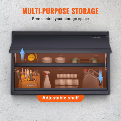 010509715893 - Wall-Mounted Metal Storage Cabinet with 120lbs Per Shelf Capacity