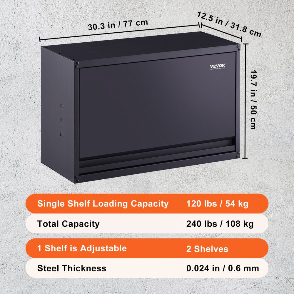 010509715893 - Wall-Mounted Metal Storage Cabinet with 120lbs Per Shelf Capacity