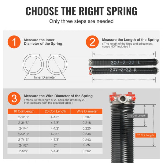 GZ-22 - Durable 0.207 x 2 x 22 Inch Garage Door Torsion Springs