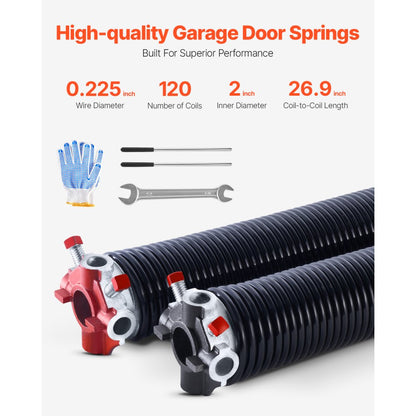 225-2-27 - Durable 0.225 x 2 x 27 inch Torsion Springs for Garage Doors