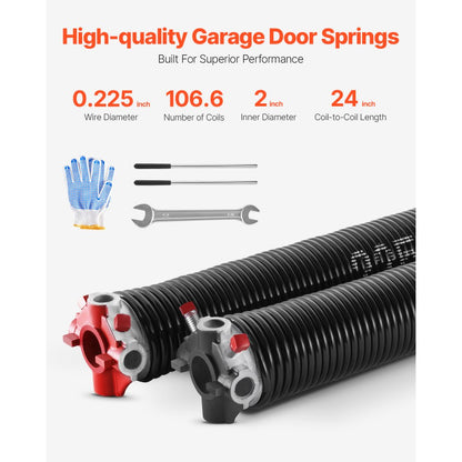 225-2-24 - Durable Garage Door Torsion Springs, 0.225 x 2 x 24 inch