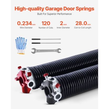 234-2-28 - Durable 0.234 x 2 x 28 inch Torsion Springs for Garage Doors
