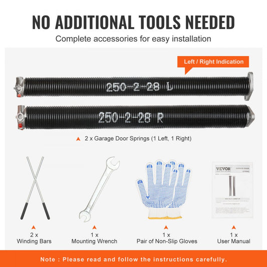 GZ-28 - Durable 28" Torsion Springs with Installation Kit for 16,000 Cycles