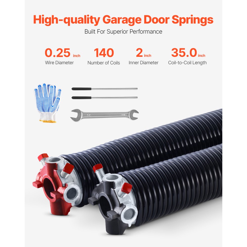 250-2-35 - High Carbon Steel Garage Door Springs 0.250 x 2 x 35 inch