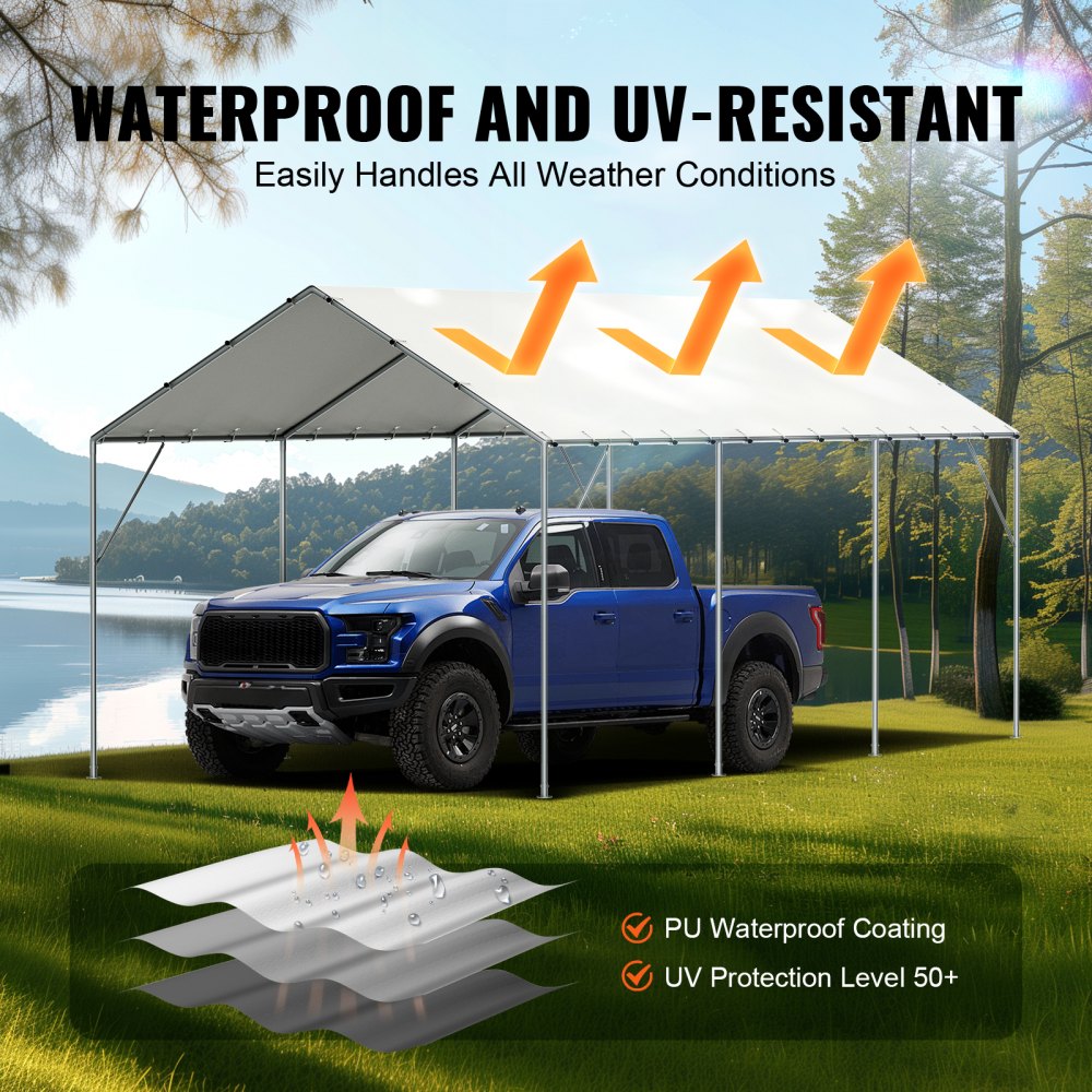 SXYQCPBBW10X20 - 10x20 ft Heavy-Duty Waterproof Canopy Cover for Carport