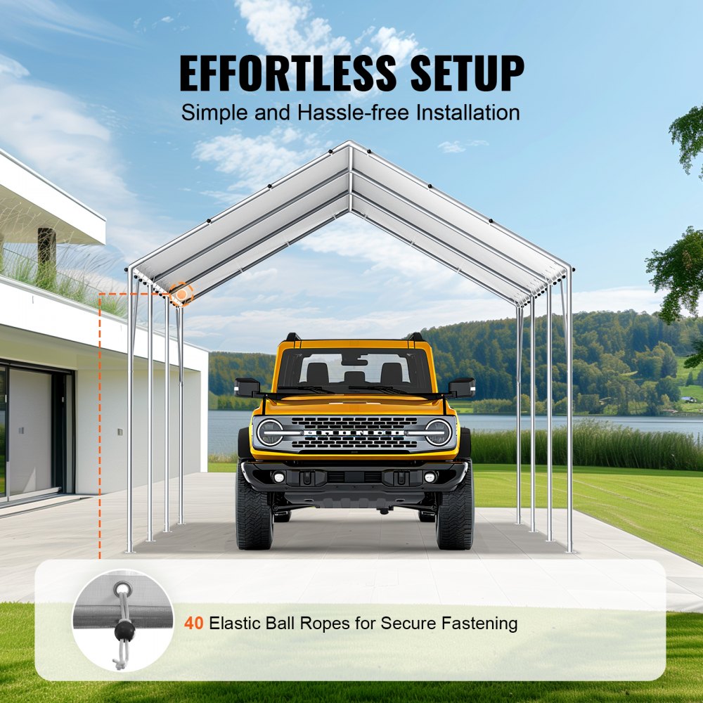 SXYQCPBBW10X20 - 10x20 ft Heavy-Duty Waterproof Canopy Cover for Carport