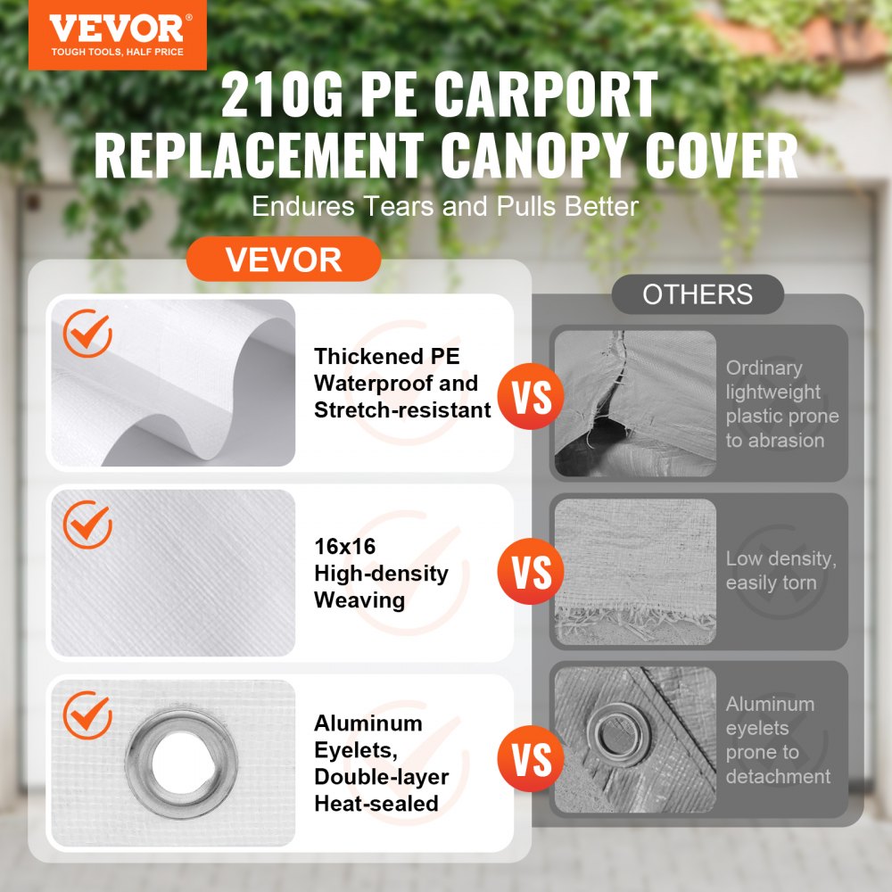 SXYQCPBB10X20 - 10x20 ft Heavy-Duty Waterproof Carport Canopy Cover