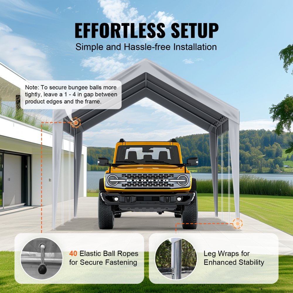SXYQCPBH10X20 - Heavy-Duty 10x20 ft Waterproof Canopy for Carports