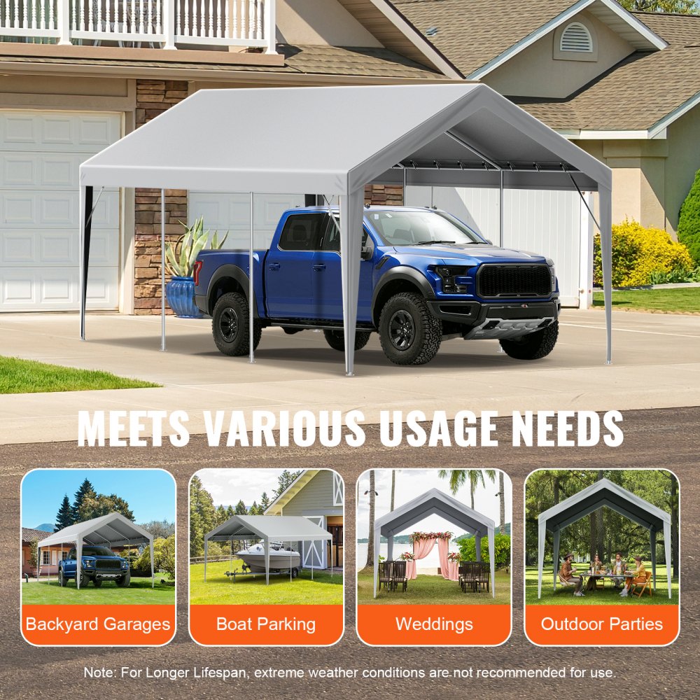SXYQCPBH10X20 - Heavy-Duty 10x20 ft Waterproof Canopy for Carports