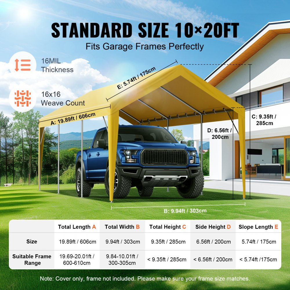 SXYQCPBM10X20 - 10x20 ft Waterproof Carport Canopy Cover with Wind Resistance