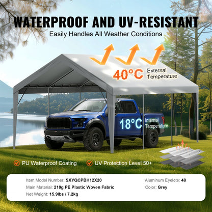 SXYQCPBH12X20 - Heavy-Duty 12x20 ft Waterproof Canopy for Carports
