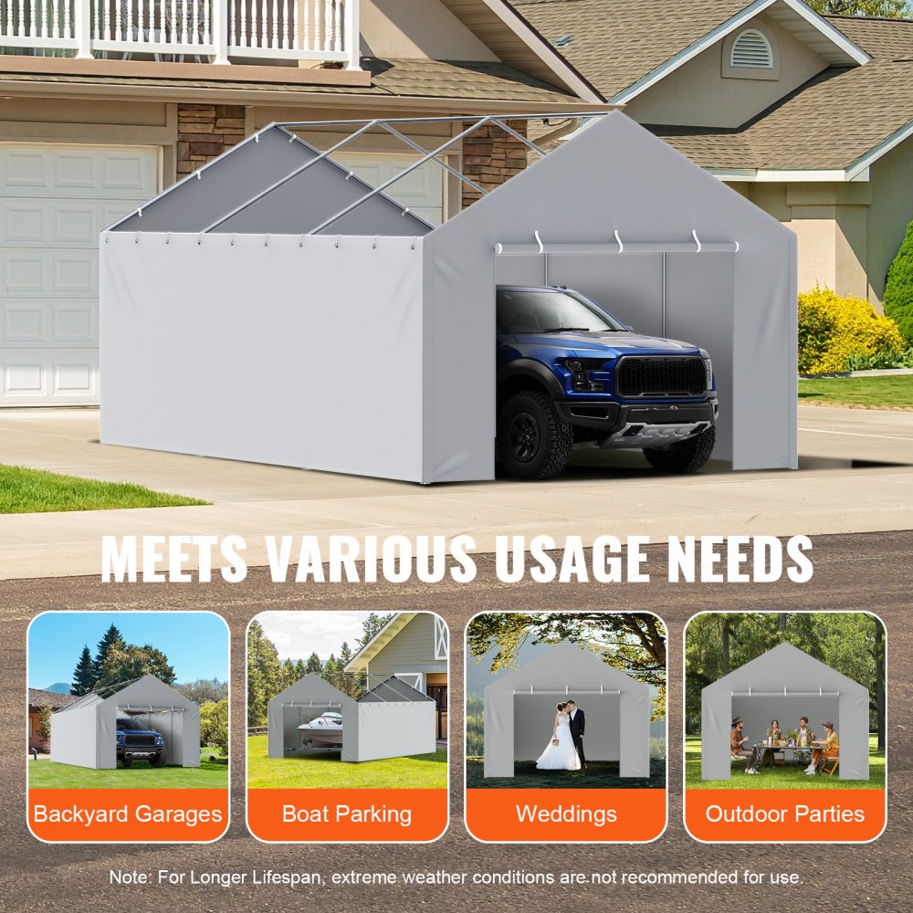 SXYQCPBHC12X20 - Durable 12x20 ft Canopy Cover for Carports and Garages