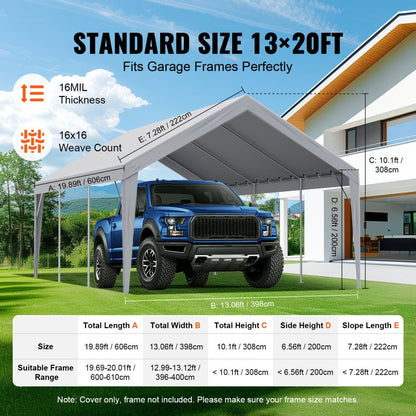 SXYQCPBH13X20 - Durable 13x20 ft VEVOR Carport Canopy with UV Protection
