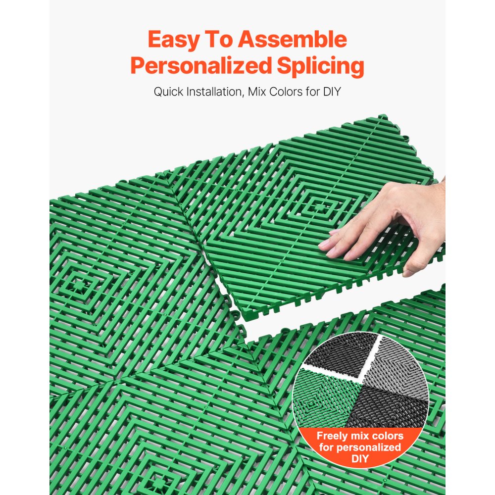 GS-30*30*1.5-Green - Heavy-Duty Interlocking Drainage Mat for Garages and More