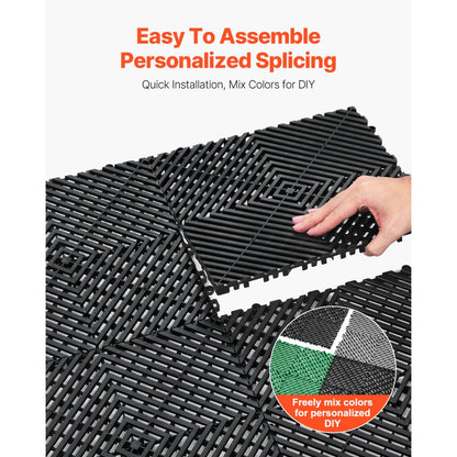 GS-30*30*1.5-B - Heavy-Duty 12” Interlocking Drainage Mat for Garages