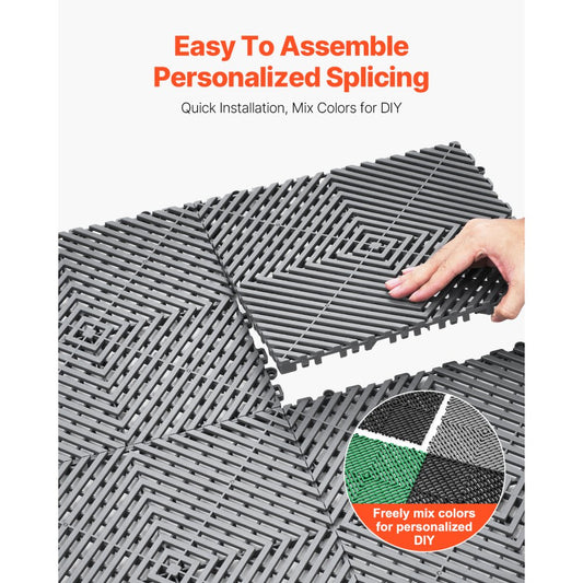 GS-30*30*1.5-G - Durable Heavy-Duty Interlocking Drainage Mat for Garages